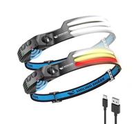 Smiling Shark Lampe Frontale, 2 Pièces 230°Angle Large 3*LED Bandes Lumineuses Multi-Couleurs Rechargeable et Capteur de Motion Étanche pour le Camping la Randonnée, Lampe-Frontale-LED-Camping-Light