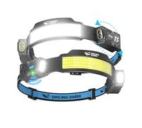 Smiling Shark Lampe Frontale, 2 Pièces Lampes Frontales LED Rechargeable Ultra Puissante avec 4 Faisceau Large & Spot Réglable Détecteur de Mouvement 2400 mAh 5 Modes pour Randonnée Pêche Camping