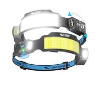 Smiling Shark Lampe Frontale, 2 Pièces Lampes Frontales LED Rechargeable Ultra Puissante avec 6 Faisceau Large & Spot Réglable Détecteur de Mouvement 2400 mAh 6 Modes pour Randonnée Pêche Camping