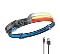 Smiling Shark Lampe Frontale, 230°Angle Large 3*LED Bandes Lumineuses Multi-Couleurs Avec Rechargeable et Capteur de Motion Étanche pour le Camping la Randonnée, Lampe-Frontale-LED-Camping-Light