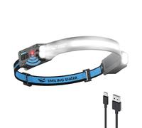 Smiling Shark Lampe Frontale, Headlamp Rechargeable 2400mAh Ultra-Lumineuse Lumière Blanche & 2 Lumière Spot Rotatable à 315°, Head Lamp Avec Capteur de Motion pour Randonnée Camping Réparations