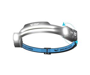 Smiling Shark Lampe Frontale, Lampes Frontales LED Rechargeable Ultra Puissante avec 2 Faisceau Large & Spot Réglable Détecteur de Mouvement 2400 mAh 5 Modes pour Randonnée Pêche Camping Cyclisme