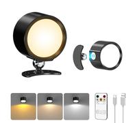 Smiling Shark Lampe Murale Intérieure F9, Applique LED Intérieure Rechargeable avec Télécommande 3 Températures & 4 Luminosité Tactiles 360° Rotation Lampes Murales pour Salon Chambre, Noir 2 Pièces