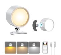 Smiling Shark Lampe Murale Intérieure F9, Applique LED Intérieure Rechargeable avec Télécommande 3 Températures & 4 Luminosité Tactiles 360° Rotation Lampes Murales pour Salon Chambre, Blanc 2 Pièces