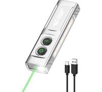 Smiling Shark Lampe Torche EDC T02, Rayon Vert & Lumière Violette & Blanche 900 Lumen (3 Modes) Éclairage Latéral Rouge/Blanc, Flashlight Avec Clip & Pied Magnétique Pour Urgence Camping (Argenté)