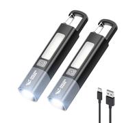 Smiling Shark Lampe Torche, G1 2 Pièces Lampe de Poche LED Ultra Puissante Rechargeable avec Feux Latérale COB & 3 Modes Zoomable Étanche Petite Lampe Poche pour Camping/Randonnée/Urgences, Noir