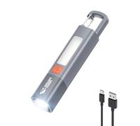 Smiling Shark Lampe Torche, G1 Lampe de Poche LED Ultra Puissante Rechargeable avec Feux Latérale COB & 3 Modes Zoomable Étanche Petite Lampe Poche pour Camping/Randonnée/Urgences, Gris