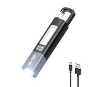 Smiling Shark Lampe Torche, G1 Lampe de Poche LED Ultra Puissante Rechargeable avec Feux Latérale COB & 3 Modes Zoomable Étanche Petite Lampe Poche pour Camping/Randonnée/Urgences, Noir