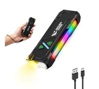 Smiling Shark Lampe Torche ML01, Flashlight LED Rechargeable USB Magnétique Avec Lumière Blanche, Jaune, Violette et RGB Lampe de Poche Mini Compact avec Clip Pour Camping Randonnée Urgences (Noir)