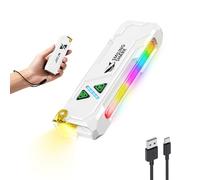 Smiling Shark Lampe Torche ML01, Flashlight LED Rechargeable USB Magnétique Avec Lumière Blanche, Jaune, Violette et RGB Lampe de Poche Mini Compact avec Clip Pour Camping Randonnée Urgences (Blanc)