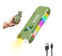 Smiling Shark Lampe Torche ML01, Flashlight LED Rechargeable USB Magnétique Avec Lumière Blanche, Jaune, Violette et RGB Lampe de Poche Mini Compact avec Clip Pour Camping Randonnée Urgences (Vert)