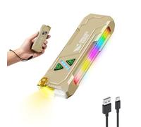Smiling Shark Lampe Torche ML01, Flashlight LED Rechargeable USB Magnétique Avec Lumière Blanche, Jaune, Violette et RGB Lampe de Poche Mini Compact avec Clip Pour Camping Randonnée Urgences (Kaki)