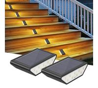 Smiling Shark Lumiere Solaire Exterieur, Lot de 2 LED Lampes Solaires D'escalier Blanc Chaud Éclairage À Double Face IP65 Étanches Lumiere Solaire Escalier Pour Jardin Allée Patio