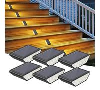 Smiling Shark Lumiere Solaire Exterieur, Lot de 6 LED Lampes Solaires D'escalier Blanc Chaud Éclairage À Double Face IP67 Étanches Lumiere Solaire Escalier Pour Jardin Allée Patio