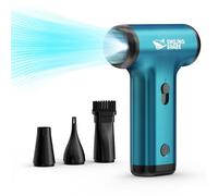 Smiling Shark Souffleur Air Comprimé, JF-01 Vitesse Variable 130000TR/Min 5Kpa Dépoussiérant Puissants Électrique avec Lumières LED 2 en 1 Mini Air Duster pour Nettoyage PC/Clavier/Voiture, (Bleu)