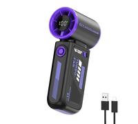 Smiling Shark TF-01 Ventilateur Turbo Portatif, Turbo Power 10m/s High Speed Réglable en Vitesse (de 1 à 100) Mini Ventilateur Portable à Main [12H Max] avec Écran LED pour Voyage/Concert/Camping