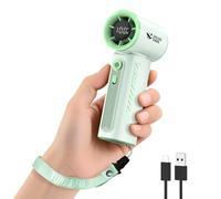 Smiling Shark TF-02 Ventilateur Turbo Portatif, 1-100 Vitesses Réglables Mini Ventilateur Portable à Main[12H Max] avec Écran LED/Lanière/Base, Éventail 2-en-1 Main/Bureau pour l'extérieur Intérieur