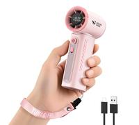 Smiling Shark TF-02 Ventilateur Turbo Portatif, 1-100 Vitesses Réglables Mini Ventilateur Portable à Main[12H Max] avec Écran LED/Lanière/Base, Éventail 2-en-1 Main/Bureau pour l'extérieur Intérieur