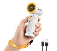 Smiling Shark TF-02 Ventilateur Turbo Portatif, 1-100 Vitesses Réglables Mini Ventilateur Portable à Main[12H Max] avec Écran LED/Lanière/Base, Éventail 2-en-1 Main/Bureau pour l'extérieur Intérieur