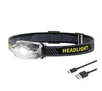 Smiling Shark Torche Frontale, Headlamp LED Mini Puissante Portable Avec 5 Type de Lumière Blanche & Rouge Étanche Pour Adultes et Enfants Cyclisme Jogging, LED-Headlamp-Rechargeable-Mini