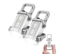 Smiling Shark TP-01 Mini Lampe de Poche, Lampe LED Porte-clés 400 Lumens COB Rechargeable Type-C Multi-Modes (Fort/Faible/Clignotant/SOS) pour l'Extérieur Voyages Urgences (2 PACK)