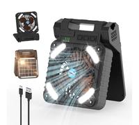 Smiling Shark Ventilateur de Camping avec LED, Portable Solaire Ventilateur de Camping avec Lumière USB Rechargeable 90°Pliable 4 Vitesses & Power Bank Sans Fil Camping Fan pour Pêche Randonnée Voyage
