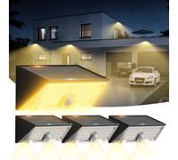 Smiling Shark WL-06L Lampe Solaire Extérieur Detecteur de Mouvement, Double Fonction Applique LED Murale Solaire Exterieur 4 Modes IP65 Projecteur Solaire Blanc Chaud pour Jardin Garage, Lot De 4