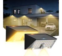 Smiling Shark WL-06L Lampe Solaire Extérieur Detecteur de Mouvement, Double Fonction Applique LED Murale Solaire Exterieur 4 Modes IP65 Projecteur Solaire Blanc Chaud pour Jardin Garage, Lot De 2