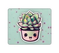Smiling Succulentes Tapis de souris carré mignon avec dos en caoutchouc antidérapant, pour jeux/ordinateur/fournitures de bureau, 25,4 x 30,5 cm