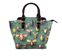 Smiling Succulents Sac à main à bandoulière avec poignée supérieure pour femme, Atlas des insectes, One Size