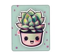 Smiling Succulents Tapis de souris d'ordinateur texturé imperméable avec base en caoutchouc antidérapant, convient pour les ordinateurs portables, le bureau et la maison. 20,1 x 24,1 cm