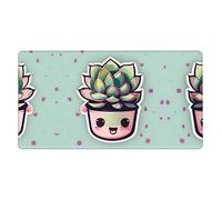 Smiling Succulents Tapis de souris extra large en caoutchouc 40,6 x 74,9 cm, design épais, convient pour bureau, étude, ordinateur portable, design épais