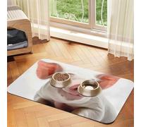 Smiling Tapis d'alimentation pour animal domestique 30 x 45 cm, tapis absorbant pour gamelle de nourriture et d'eau, tapis de nourriture pour chat en cuir synthétique, tapis imperméable à séchage