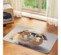 Smiling Tapis de nourriture pour chien - 30,5 x 45,7 cm - Antidérapant et super absorbant - Passe au lave-vaisselle - Pour nourriture et eau - Joli tapis d'alimentation en caoutchouc à séchage rapide