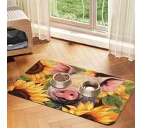 Smiling Tapis de nourriture pour chien, tapis d'alimentation absorbant pour gamelles d'eau et de nourriture - Tapis de placement antidérapant pour sols - Imperméable - Séchage rapide - Pour chiens