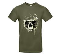 Smilo & Bron T-shirt imprimé crâne pour homme - Vert - X-Large