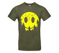 Smilo & Bron T-shirt imprimé Smaily Moon pour homme, Kaki urbain, XXXL