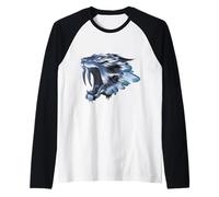 Smilodon Sabertooth Chat Tigre Bleu glacé Manche Raglan