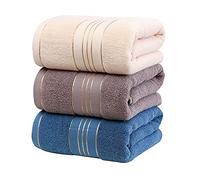 Smilsiny 3 Serviette de Bain Drap de Bain en 100% Coton, Grande Taille Douce Luxe et Très Absorbant, pour Sauna Douche Natation Salle de Bains Hôtel Voyage (35x75CM, Bleu+Gris+Beige)