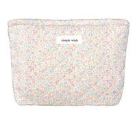 Sminra Trousse de maquillage florale en coton matelassé - Petite trousse de maquillage - Jolie pochette esthétique portable pour femme et fille - Accessoires de voyage, blanc cassé, Rose clair violet