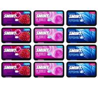Smint Flat Mix - Bonbons sans sucre - Pastilles goût menthe poivrée, bubble mint et fruits rouges - Pack de 12 boîtes de 21 g - Frais, Gourmand et Sans Calories Ajoutées
