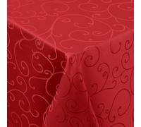 smiry Lot de 2 nappes lavables et décoratives rectangulaires - 140 x 100 cm - En polyester damassé - Résistant aux rayures - Facile d'entretien - Pour cuisine, fête - Rouge