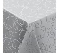 smiry Lot de 2 Nappes Rectangulaire Jacquard 130 x 160 cm Nappe de Table Anti-Taches Lavable Nappe Exterieur pour Manger, Jardin, Mariage - Gris