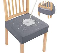 smiry Lot de 4 Housses de siège imperméables pour chaises de Salle à Manger en Tissu Jacquard Extensible, Amovibles et lavables, sans Housse arrière, Gris
