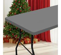 smiry Nappe de Pique-Nique rectangulaire, imperméable, élastique, ajustée, pour Tables de 1,5 m, Lavable en Polyester pour Camping, intérieur et extérieur (Gris, 91,4 x 152,4 cm)