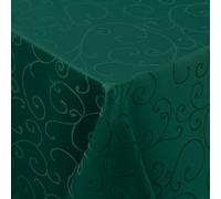smiry Nappe Lavable avec Ornements Rectangulaire 140 x 100 cm - Nappe en Damas - Résistante aux Rayures - en Polyester - Facile d'entretien - pour la Cuisine, les Fêtes - Vert Foncé