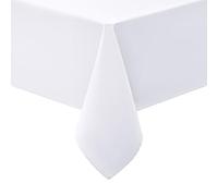 smiry Nappe Lavable Rectangulaire 140x220cm - Tissu Polyester - Imperméable - Effet lotus - Protection anti-taches - Amovible - Pour la cuisine et les fêtes - Blanc