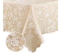 smiry Nappe rectangulaire en Vinyle imperméable, résistante et Lavable pour Cuisine et Salle à Manger (Beige, 152,4 x 259,1 cm)