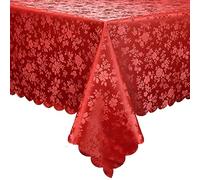 smiry Nappe rectangulaire en Vinyle imperméable, Robuste, Facile à Nettoyer pour Cuisine et Salle à Manger (Rouge, 132,1 x 177,8 cm)
