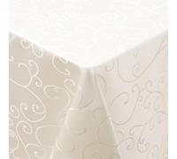 smiry Nappe Rectangulaire Jacquard 140 x 100 cm Nappe de Table Anti-Taches Lavable Nappe Exterieur pour Manger, Jardin, Mariage - Beige